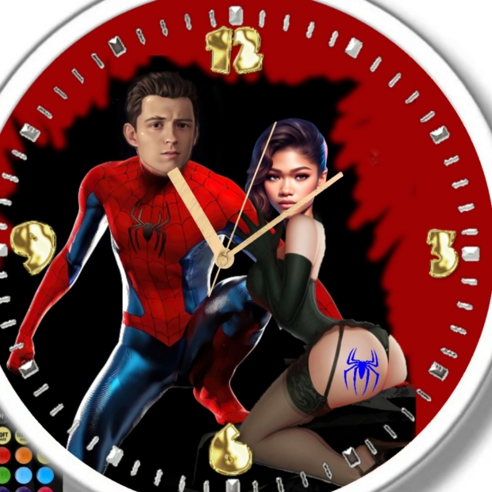 Spiderman clock with led lights